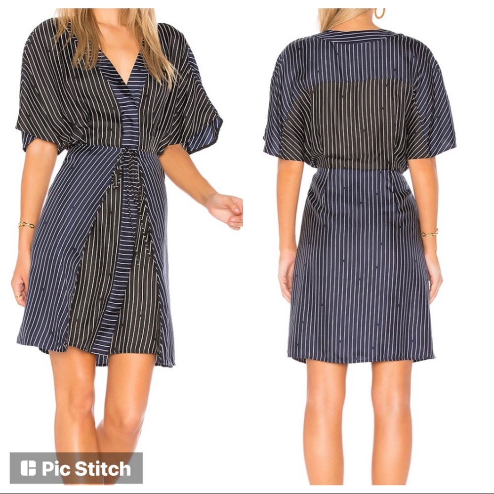 Diane von Furstenberg || V Neck Tie Larson Midnight Dress Silk Medium